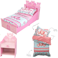 Set mobilier Princess Castle 3 piese - pat noptiera lenjerie Set mobilier Princess Castle 3 piese - pat noptiera lenjerie
